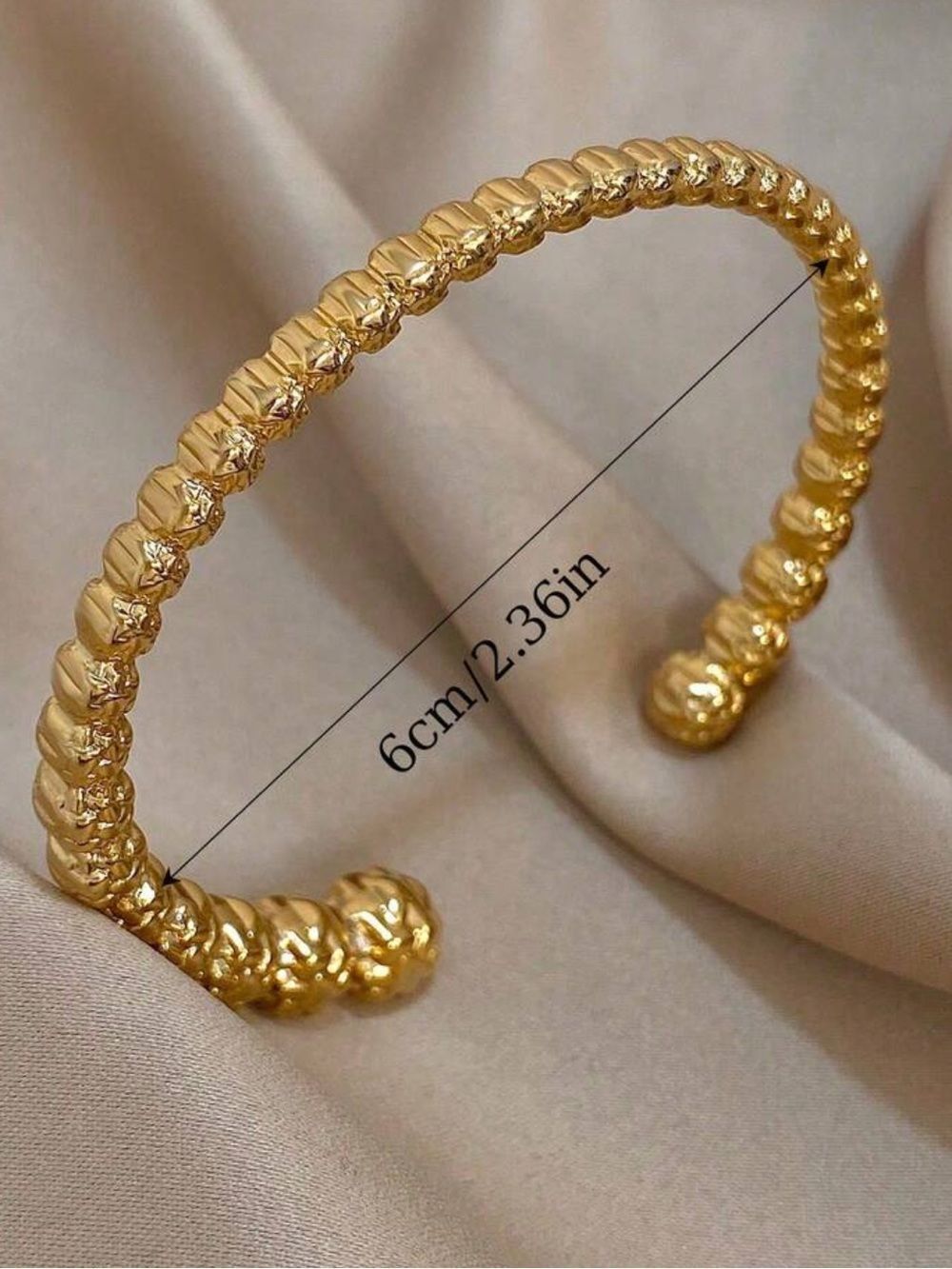 Gold Textured Open Cuff Bracelet R721
